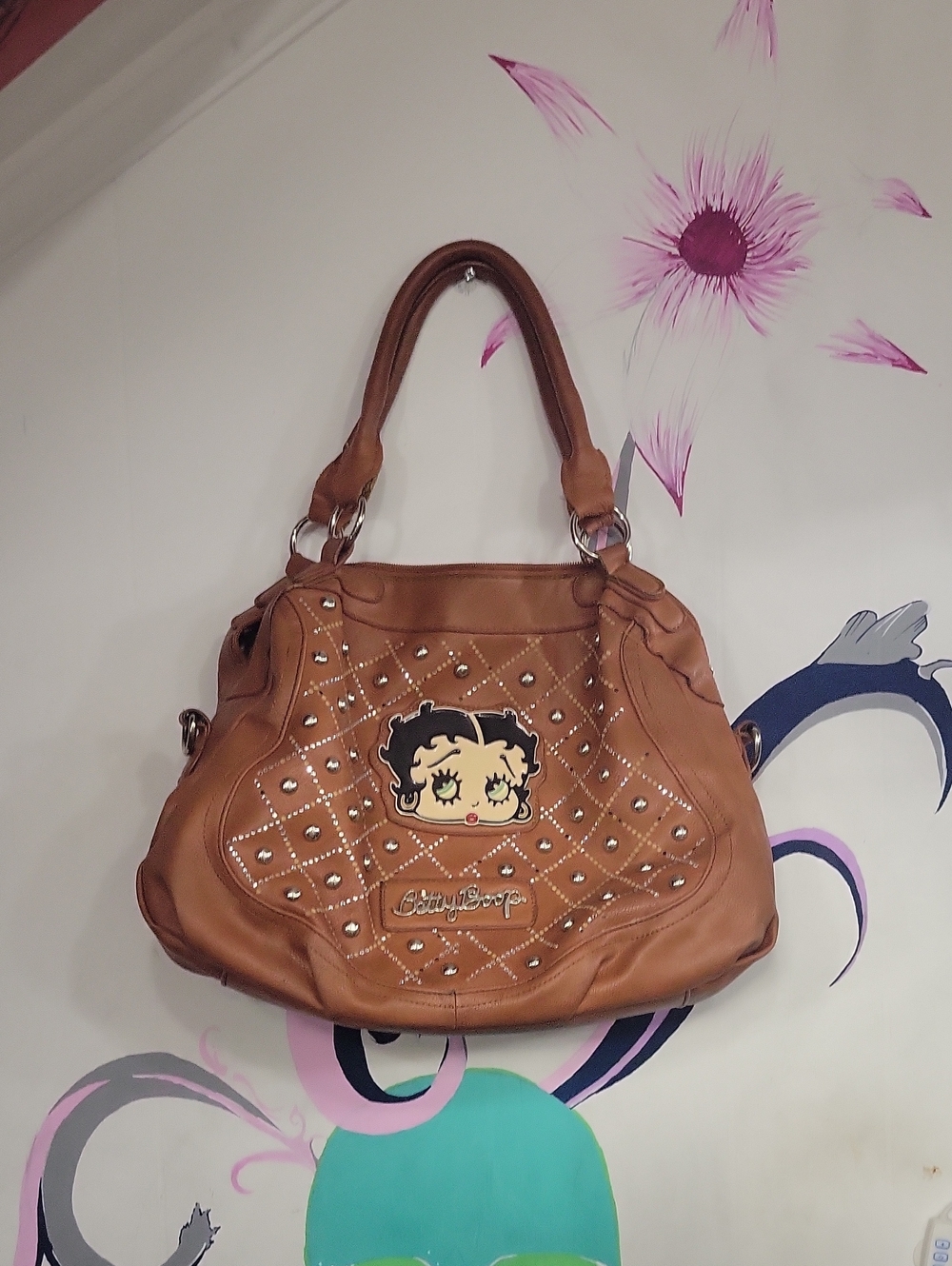 Betty Boop Brown Quilted Shoulder Bag